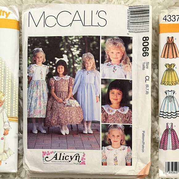 Lot of 6 Girl's Fancy Heirloom Dresses Sewing Patterns Sizes 2 thru 8 Most Uncut - Picture 3 of 8
